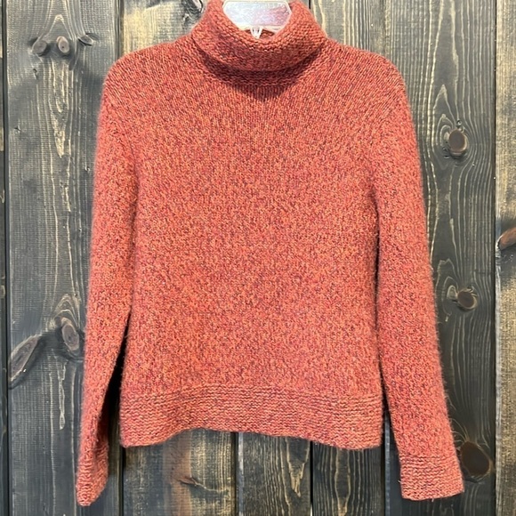 Mariele Waithe Cashmere Sweater S Red Marled Turtleneck Soft Stretch Cozy Winter - Picture 1 of 8